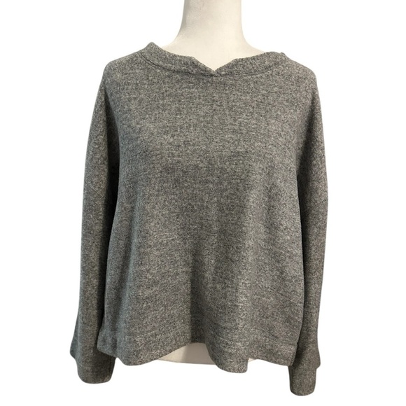 J Jill Oversized Cropped Fuzzy Cozy Sweater Gray Grey Size XLP Minimalist Soft - Picture 1 of 9